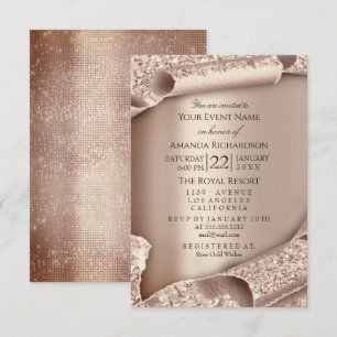 Invitation Sweet 16e Mariage nuptiale 3D Rose or