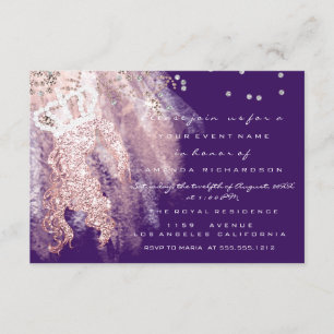 Invitation Sweet 16e robe de la Couronne Miss Rose Gold Purpl