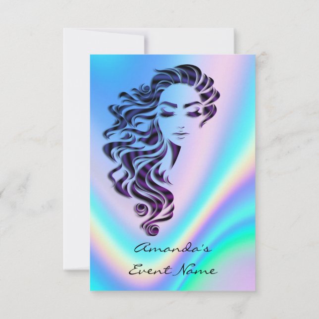 Invitation Sweet 16ème Fête des mariées Holographe Ombre Bleu (Dos)