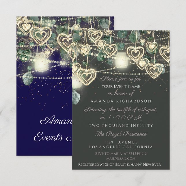 Invitation Sweet 16th Bride Rustic Wood Marine Mint Smoky Gre (Devant / Derrière)