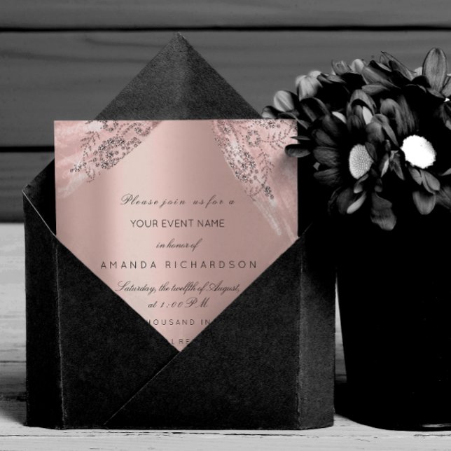Invitation Sweet 16th Dress Spark Rose Gold Diamond (Sweet 16th Dress Spark Rose Gold Diamond Invitation)
