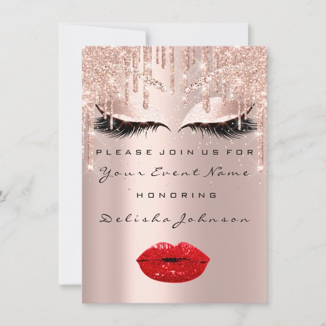 Invitation Sweet 16th Drips Parties scintillant Maquillage nu (Devant)