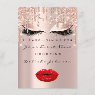 Invitation Sweet 16th Drips Parties scintillant Maquillage nu