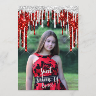 Invitation Sweet 16th Elisabeth Birthday Drips photo