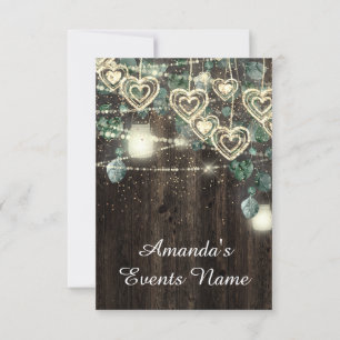 Invitation Sweet 16th Green BRIDAL Rustic Gold Woodland
