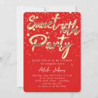 Sweet 16th Instant Télécharger Red Gold Confetti