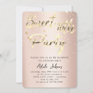 Invitation Sweet 16th Instant Télécharger Rose Gold Confetti