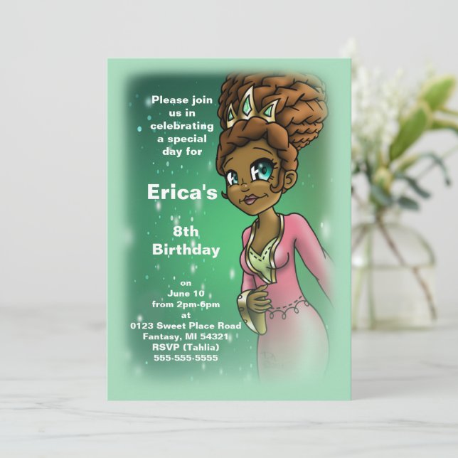 Invitation Sweet African American Princess Anniversaire (Debout devant)