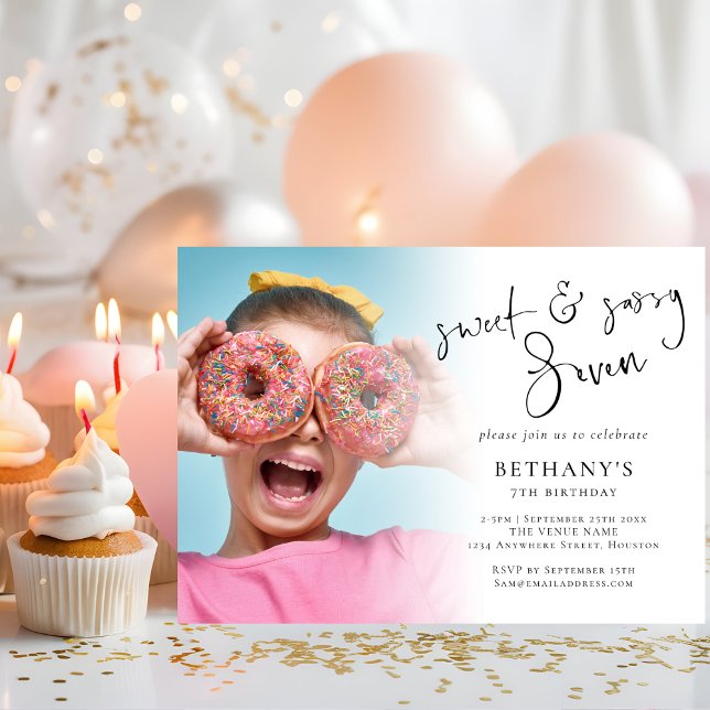 Invitation Sweet and Sassy Seven Photo Overlay 7e anniversair (Créateur téléchargé)
