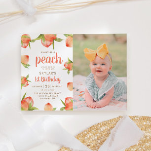 Invitation Sweet As A Peach 1er Birthday Photo