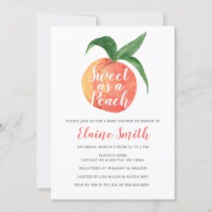 Invitation Sweet as a Peach Sexe Baby shower neutre