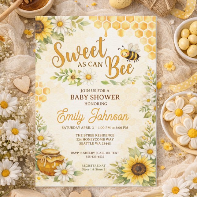 Invitation Sweet as can Bee Baby Shower (Créateur téléchargé)