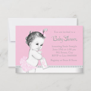 Invitation Sweet Baby Baby shower rose et gris