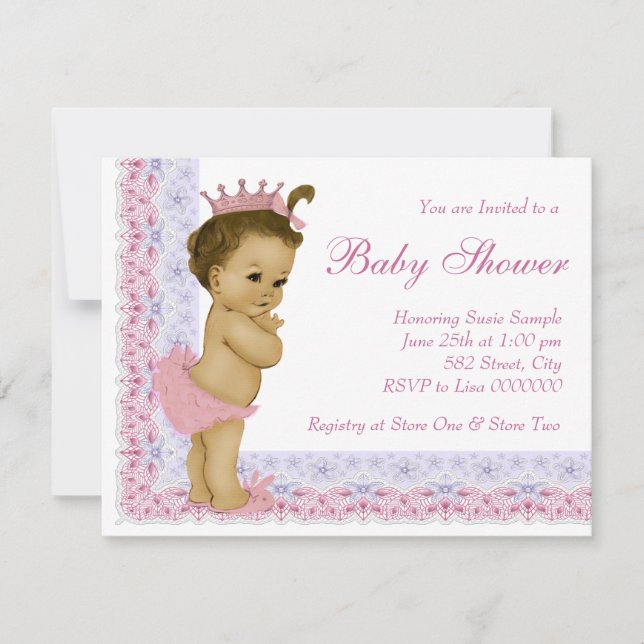 Invitation Sweet Baby Baby shower rose et violet (Devant)