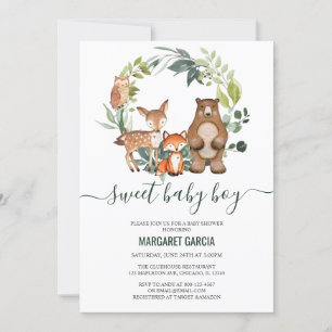 Invitation Sweet Baby Boy Baby shower d'animaux de bois