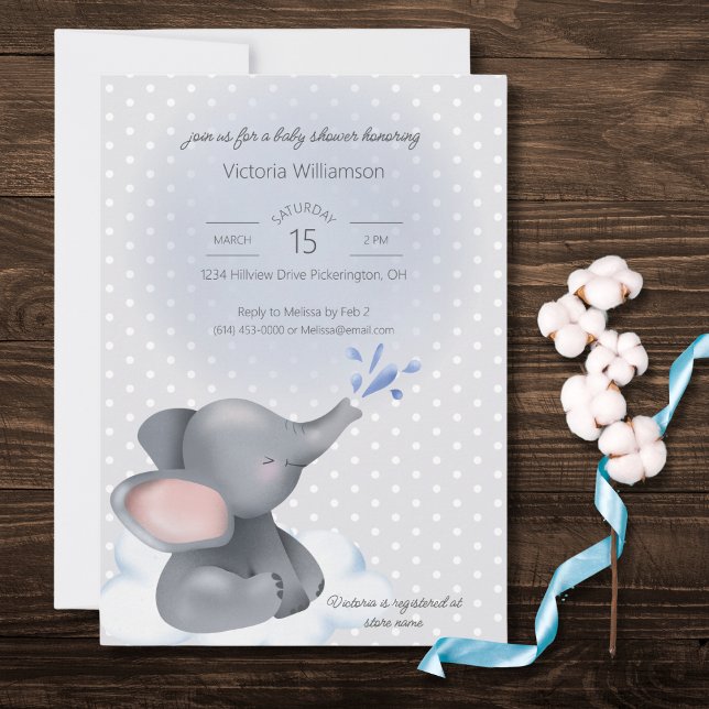 Invitation Sweet Baby Elephant Baby shower (Créateur téléchargé)