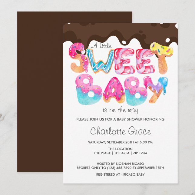 Invitation Sweet Baby est sur le chemin (chocolat unisex) (Devant / Derrière)