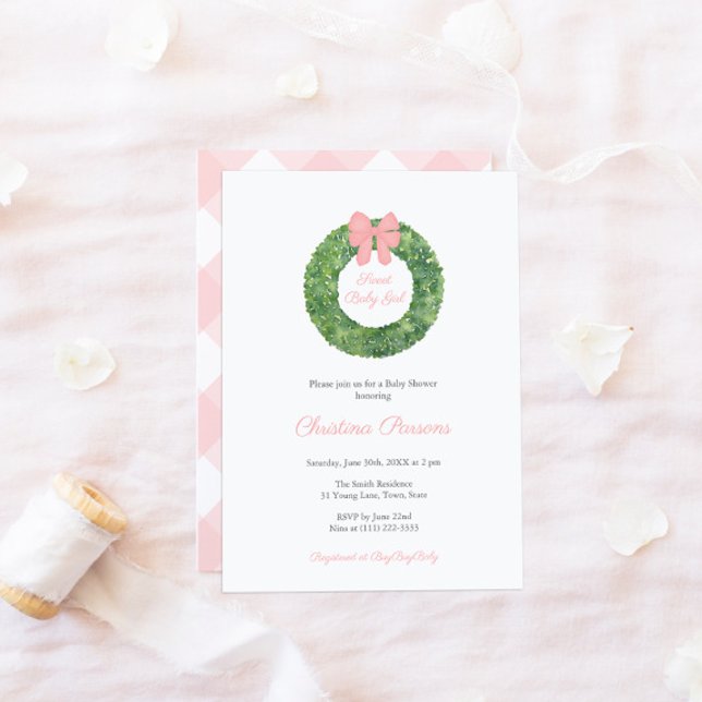 Invitation Sweet Baby Girl Baby shower de la bow rose savoure (Créateur téléchargé)