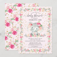 Sweet Baby Girl Elephant Baby shower