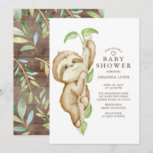 Invitation Sweet Baby Sloth Baby shower