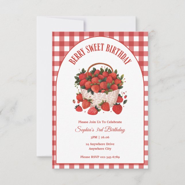 Invitation Sweet Berry Anniversaire Fraise (Devant)