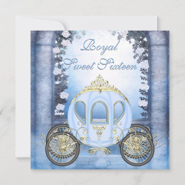 Invitation Sweet bleu 16 de princesse Carriage Enchanted (Devant)