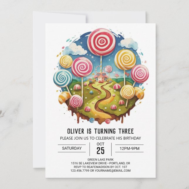 Invitation Sweet Bohemian Lollipop anniversaire (Devant)