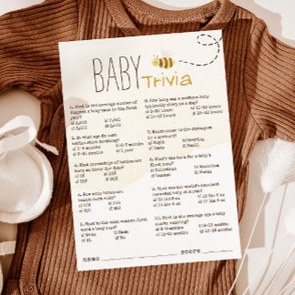 Invitation Sweet Bumble Bee Baby shower Baby Trivia Card
