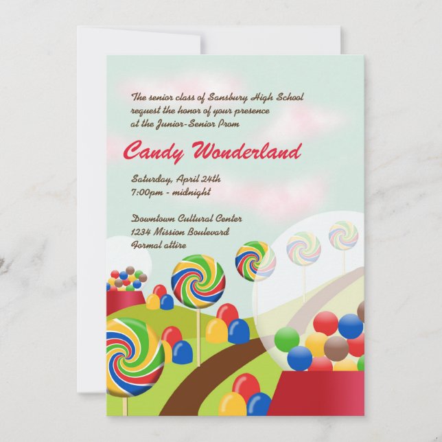 Invitation Sweet Candy, premier baccalauréat de premier cycle (Devant)