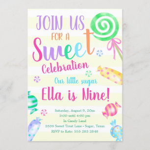 Invitation Sweet Celebration Candy Anniversaire Fête Invitati