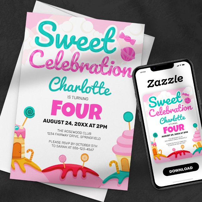 Invitation Sweet Celebration : Candyland Anniversaire Bash (Créateur téléchargé)