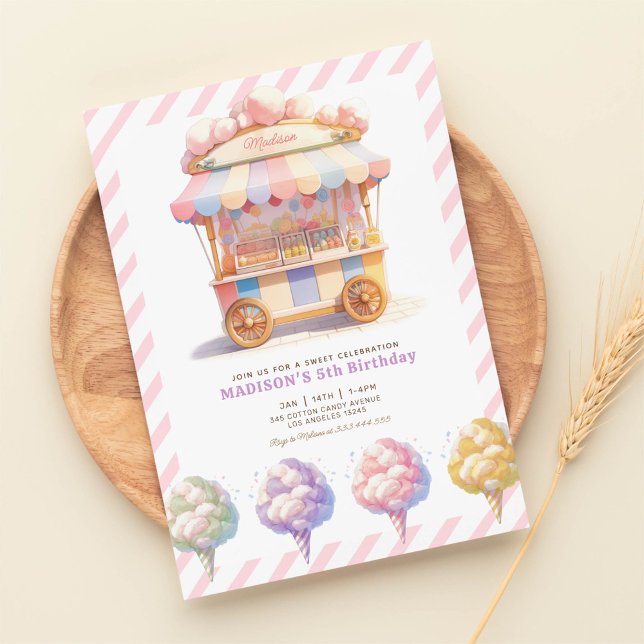 Invitation Sweet Celebration Cotton Bonbons Filles Anniversai (Créateur téléchargé)