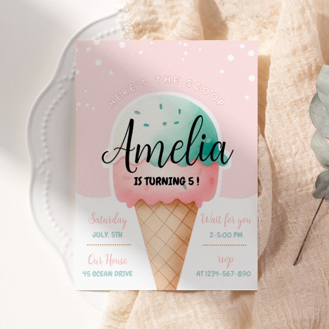 Invitation Sweet Celebration Glace Cream Girl Anniversaire (Créateur téléchargé)