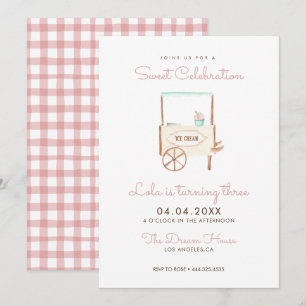 Invitation Sweet Celebration Glace Crème rose Anniversaire