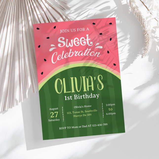 Invitation Sweet Celebration Watermelon Anniversaire Invitati (Créateur téléchargé)