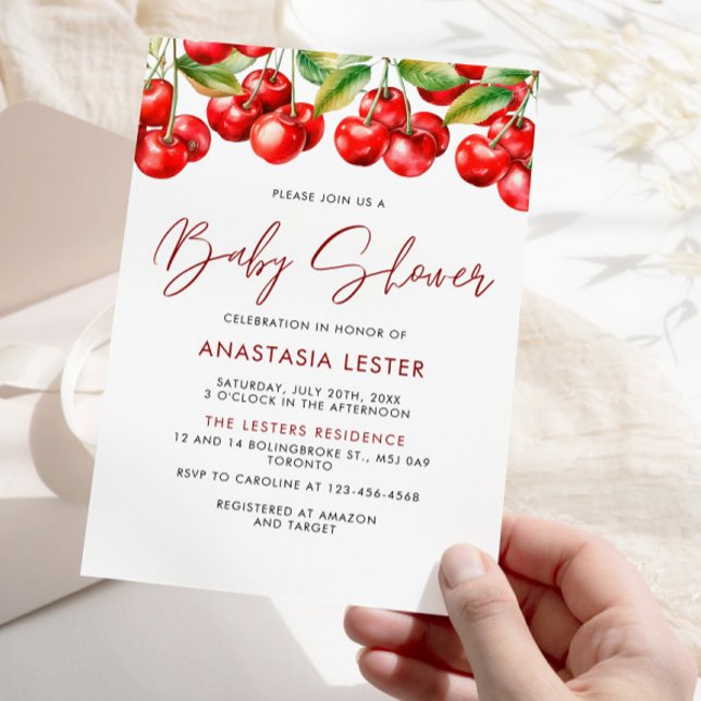 Invitation Sweet Cherry Girl Baby shower (Créateur téléchargé)