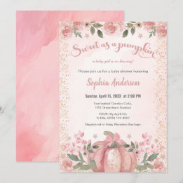 Invitation Sweet Comme Un Baby shower Fille Rose Citrouille F