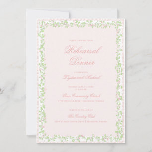 Invitation Sweet Crest avec nœud rose pâle Dîner de répétit
