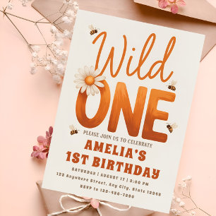 Invitation Sweet Daisy Wild One Fête d'anniversaire de 1 an P