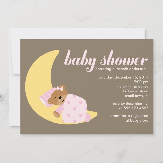 Invitation Sweet Dreams Lullaby Girl Baby shower (Devant)