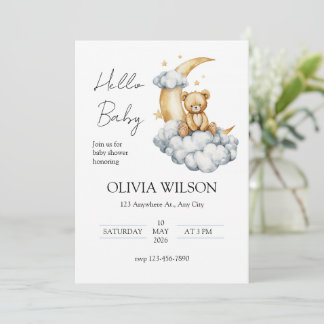 Invitation Sweet Dreams Teddy Bear on the Moon