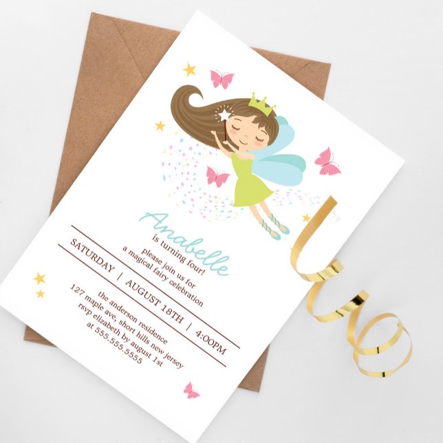 Invitation Sweet Fairy Princesse Fille fête d'anniversaire (Créateur téléchargé)