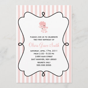 Invitation Sweet French Poodle Girls Anniversaire