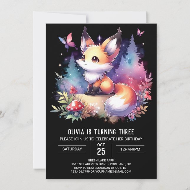Invitation Sweet Fun Fox Anniversaire numérique (Devant)