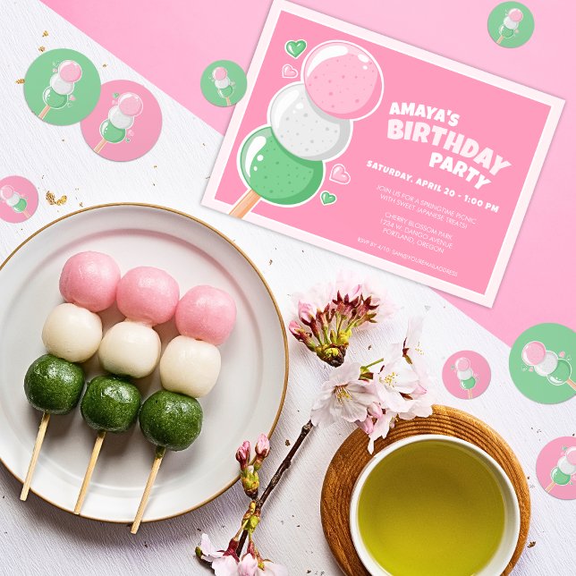Invitation Sweet Hanami Dango fête d'anniversaire (Créateur téléchargé)