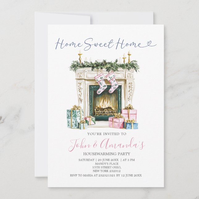 Invitation Sweet Home Foyer Noël Fête du réchauffement de la  (Devant)