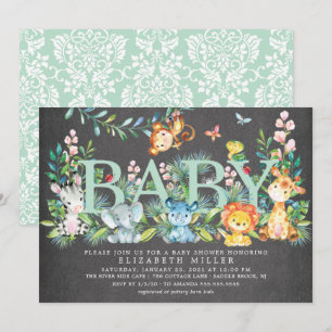 Invitation Sweet Jungle Animaux Baby shower neutre