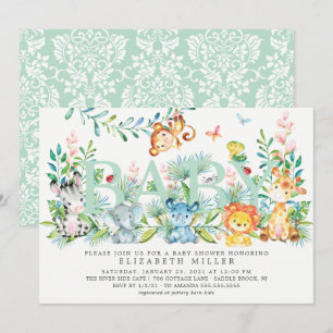 Invitation Sweet Jungle Animaux Baby shower neutre
