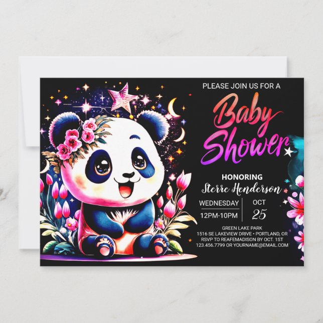 Invitation Sweet Jungle Panda Dreamland Baby shower fille (Devant)