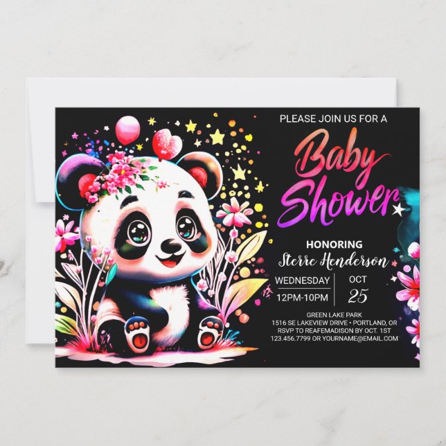 Invitation Sweet Jungle Panda Dreamland Baby shower fille (Devant)